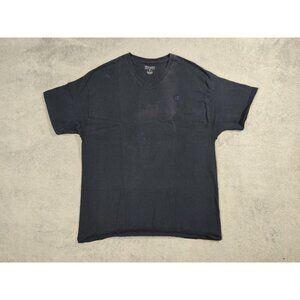 Champion Shirt Adult Mens XL Solid Black Embroidered Logo V-Neck Short Sleeve